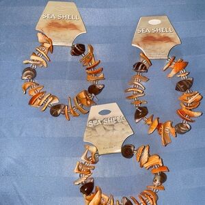 Natural Brown ,Orange and Blue Sea Shell Bracelets